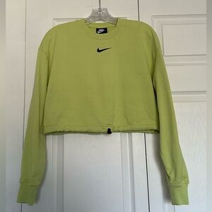 Nike Women's Lime Green Draw Cord Cropped Hoodie - Size S - EUC